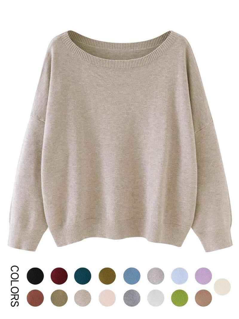 Scoop Neck Knitted Sweater