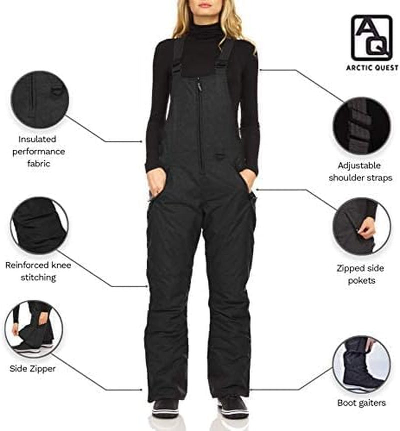 Womens Insulated Water Resistant Ski Snow Bib Pants