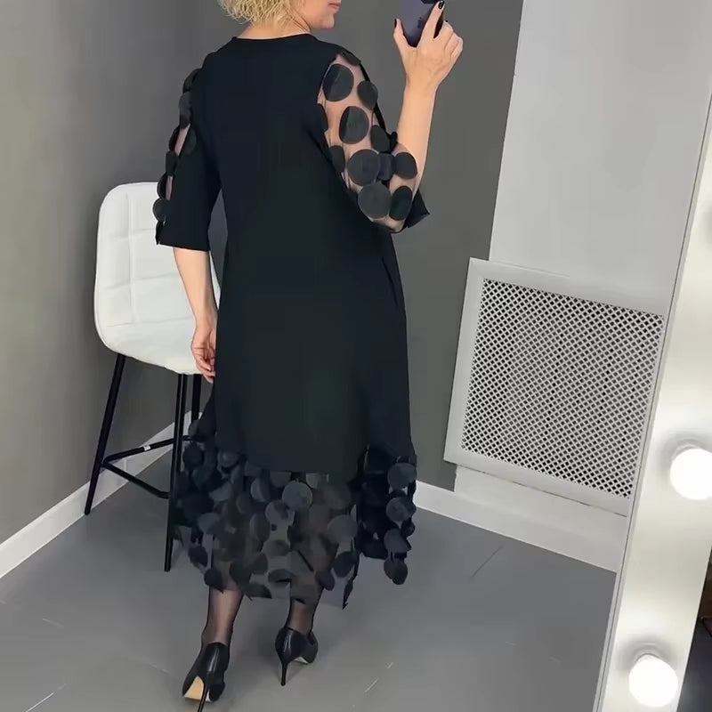 Chicmesh™ Elegant O-Neck A-Line Dress – Effortless Style for Work & Play