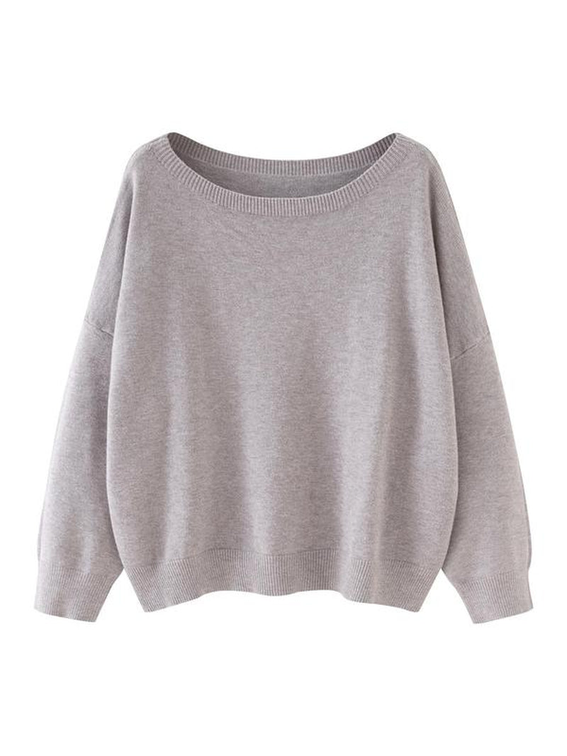 Scoop Neck Knitted Sweater