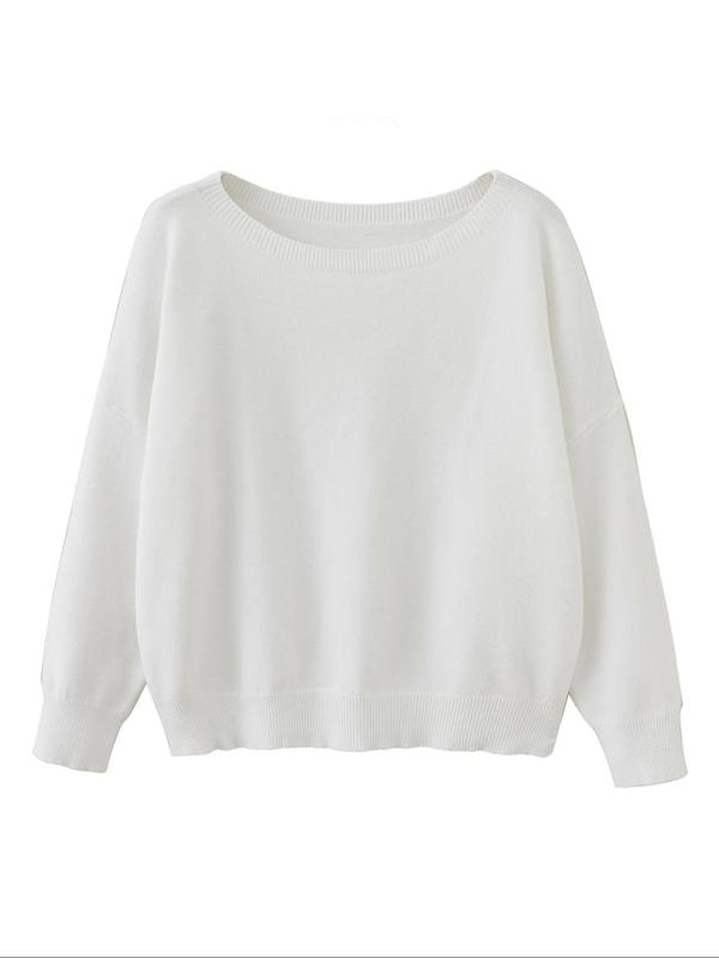 Scoop Neck Knitted Sweater