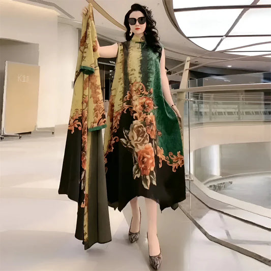 Gracebloom: Elegant Print Two-Piece Summer Dress Set for Women