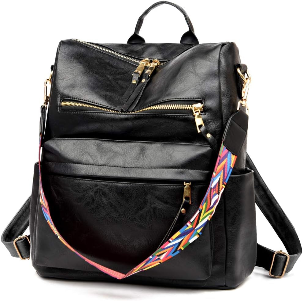 Women'S Fashion Backpack Purses Multipurpose Design Handbags and Shoulder Bag PU Leather Travel Bag