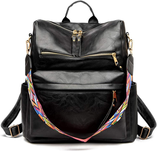 Women'S Fashion Backpack Purses Multipurpose Design Handbags and Shoulder Bag PU Leather Travel Bag